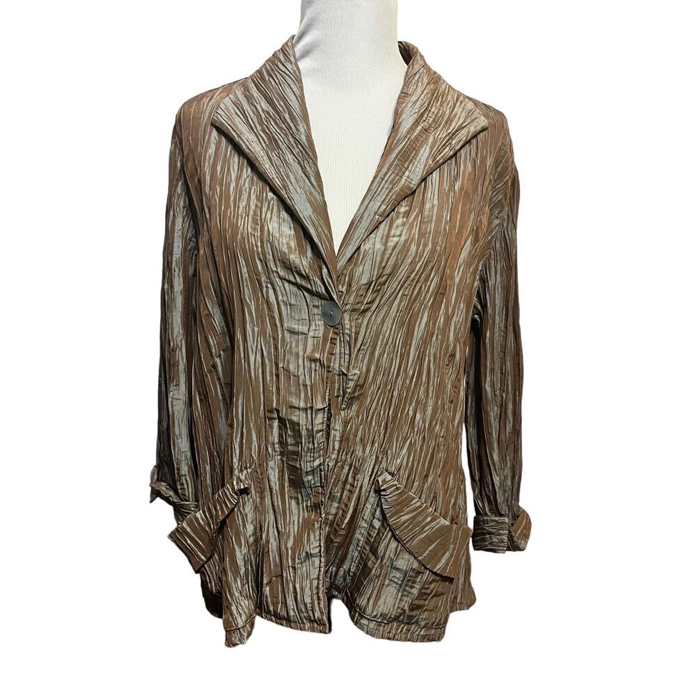 Connies Moonlight Pleated Jacket Lagenlook •M• Moon Light Art To Wear Style 2137